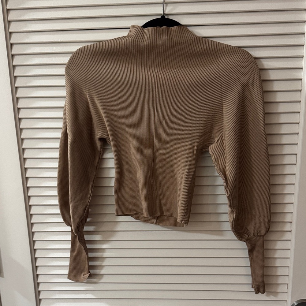 Zara Tan Ribbed Women's Blouse